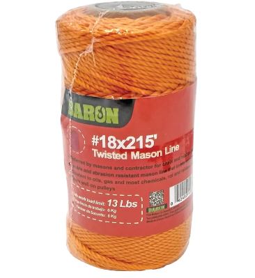 Baron 10812 Twisted Mason Line (#18 Diameter X 215', Orange)