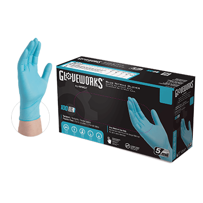 AMMEX Gloveworks Blue Nitrile PF Ind Large Gloves