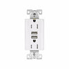 Eaton Cooper Wiring Combination USB Charger with Duplex Receptacle 15A, 125V White (White, 125V)