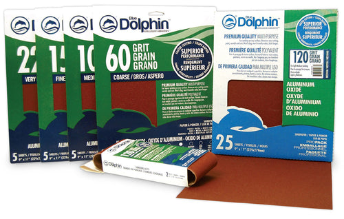 Linzer Blue Dolphin Aluminum Oxide Sandpaper 9 in. x 11 in., 100 Grit, 5 Pack