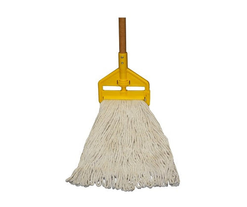 Rubbermaid Wet Mop #24 Headband Cotton Mop Head Wood Handle