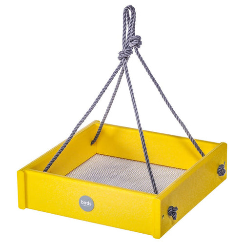 Birds Choice Hanging Tray Bird Feeder Color Pop Collection in Yellow Recycled Plastic