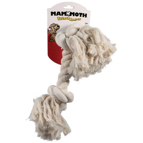 MAMMOTH FLOSSY CHEWS COTTON ROPE BONE (16 IN, WHITE)