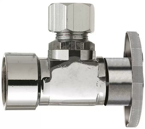 Plumb Pak Turn Angle Shut-Off Valve Chrome Plated 1/4 x 1/2 x 3/8