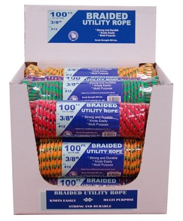 T.w Evans Cordage 15 Piece 3/8-100' Braided Utility Rope Display