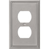 Amerelle Metro Line 1-Gang Cast Metal Outlet Wall Plate, Brushed Nickel