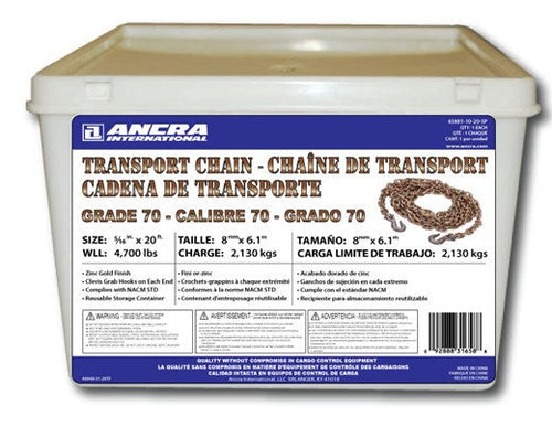 Ancra Grade 70 Chain w/Clevis Hooks (3/8 X 20')