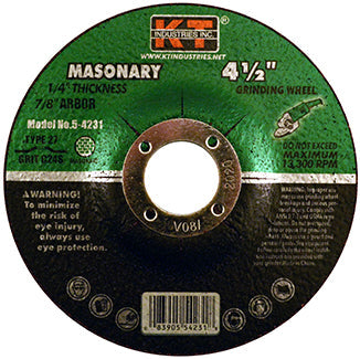 K-T Industries 4-1/2 X 1/4 X 7/8 Masonry Grinding Wheel (4-1/2 X 1/4 X 7/8)