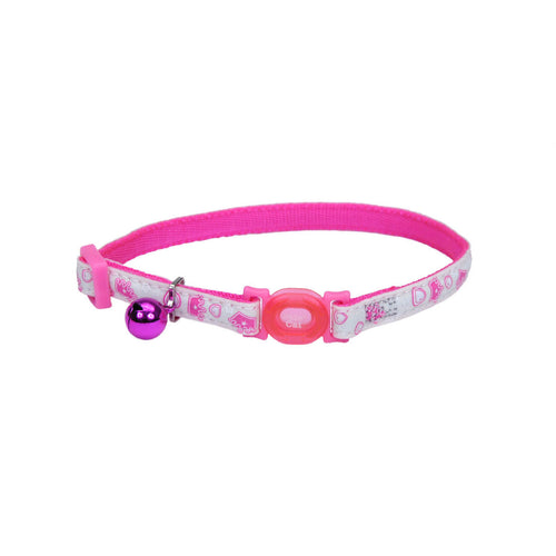 Safe Cat Glow in the Dark Adjustable Breakaway Collar, Glowing Pink Queen, 3/8 x 08-12