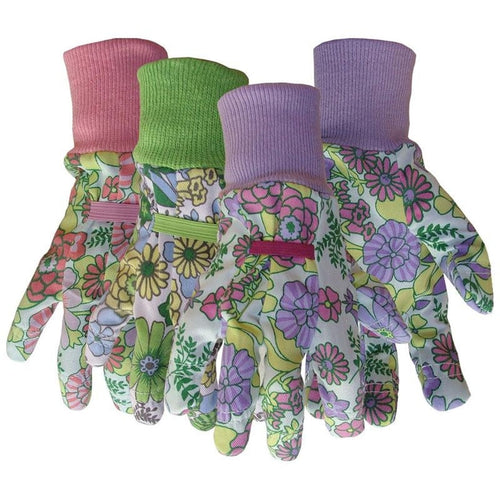 Boss Ladies Floral Cotton Glove With Knit Wrist (Assorted, One Size)